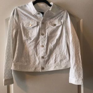 Talbots White Lace Denim Jacket